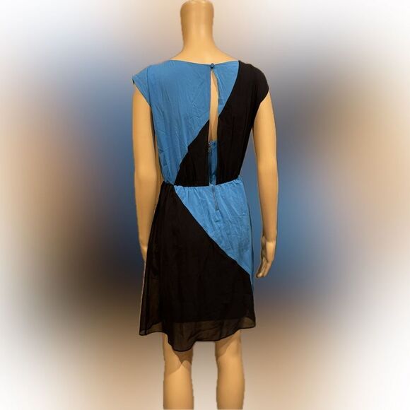 Alice + Olivia Chiffon BLU/BLK Dress with adjustable shoulder straps SZ XS - Picture 2 of 6